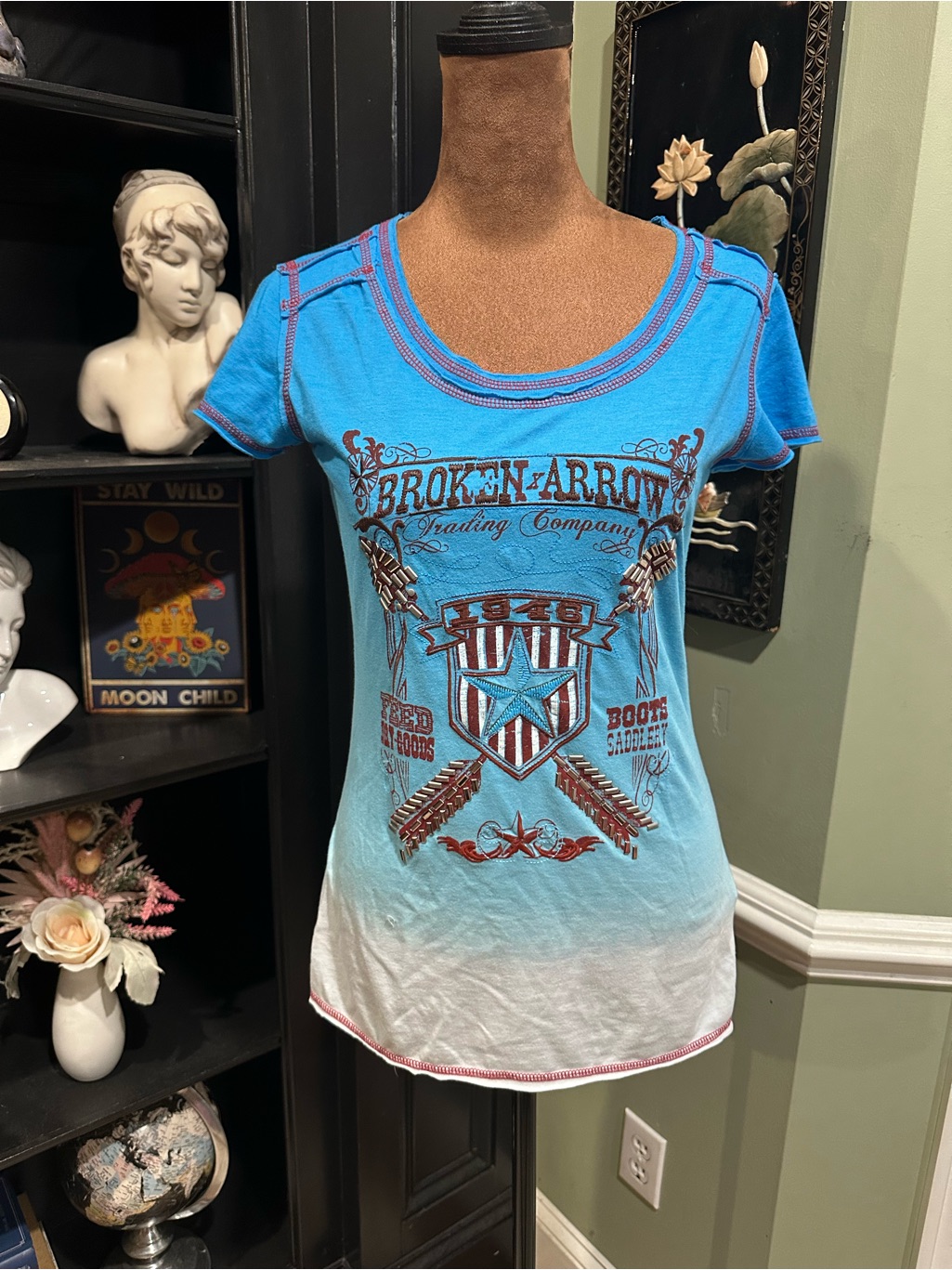 Panhandle Slim Broken Arrow Trading Co. Ombre Western Tee Size Small